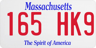 MA license plate 165HK9