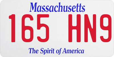 MA license plate 165HN9