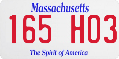 MA license plate 165HO3