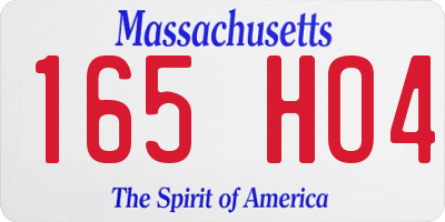 MA license plate 165HO4