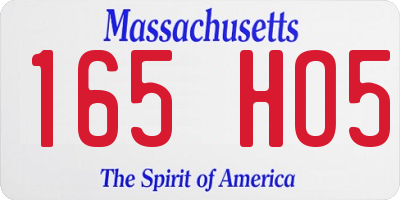 MA license plate 165HO5