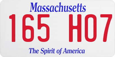 MA license plate 165HO7