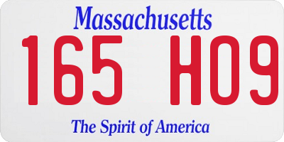MA license plate 165HO9