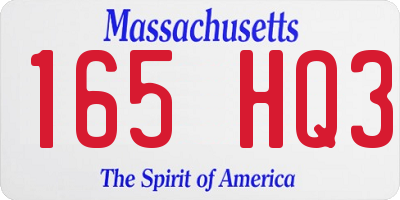MA license plate 165HQ3