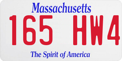 MA license plate 165HW4