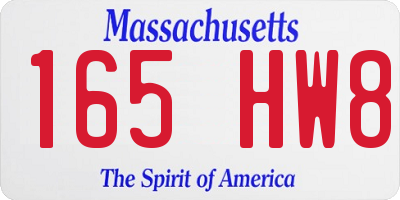MA license plate 165HW8