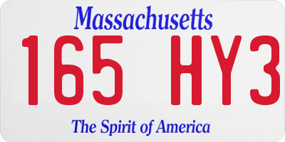 MA license plate 165HY3