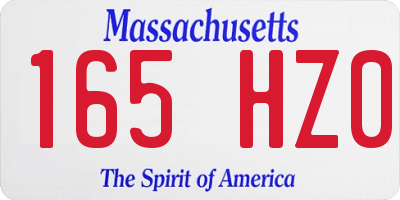 MA license plate 165HZ0
