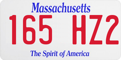 MA license plate 165HZ2