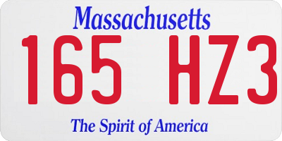 MA license plate 165HZ3