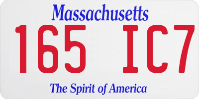 MA license plate 165IC7
