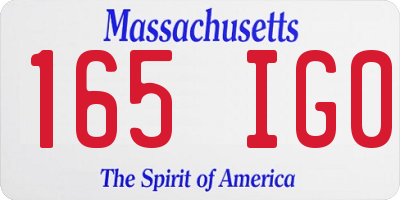MA license plate 165IG0