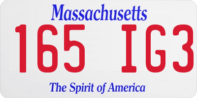 MA license plate 165IG3