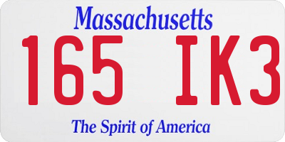 MA license plate 165IK3
