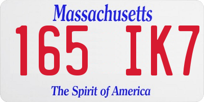 MA license plate 165IK7