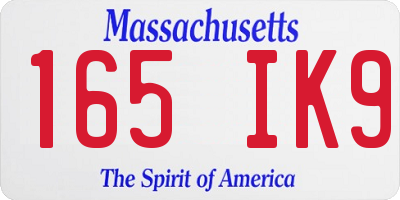 MA license plate 165IK9