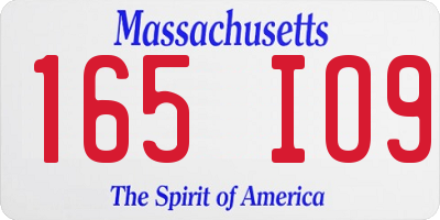 MA license plate 165IO9