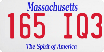 MA license plate 165IQ3