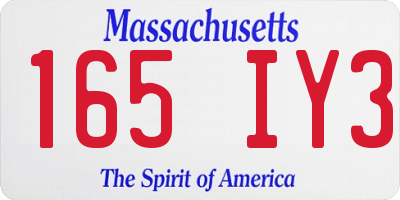 MA license plate 165IY3