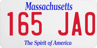 MA license plate 165JA0