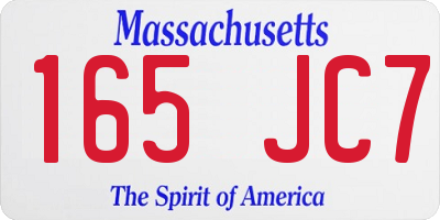 MA license plate 165JC7