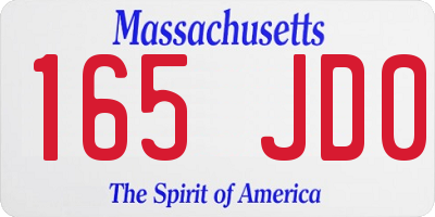 MA license plate 165JD0