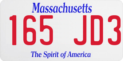 MA license plate 165JD3