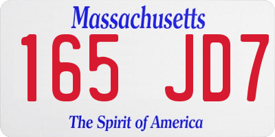 MA license plate 165JD7