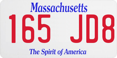 MA license plate 165JD8