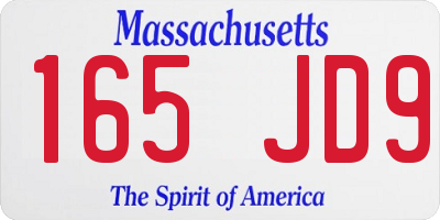 MA license plate 165JD9
