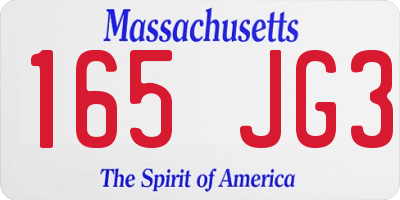 MA license plate 165JG3