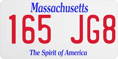 MA license plate 165JG8