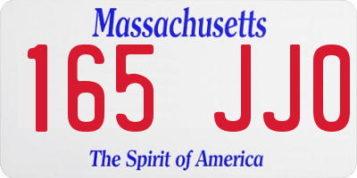 MA license plate 165JJ0