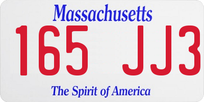 MA license plate 165JJ3