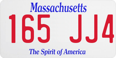MA license plate 165JJ4