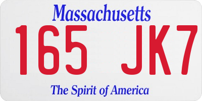 MA license plate 165JK7