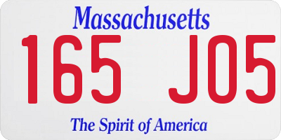 MA license plate 165JO5