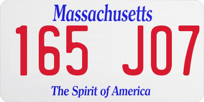 MA license plate 165JO7