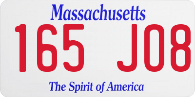 MA license plate 165JO8