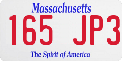 MA license plate 165JP3