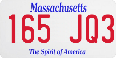 MA license plate 165JQ3