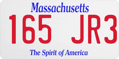 MA license plate 165JR3