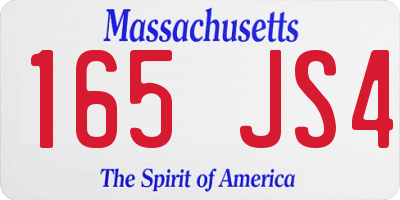 MA license plate 165JS4