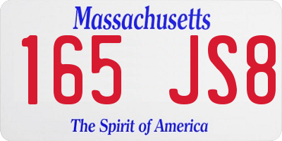 MA license plate 165JS8