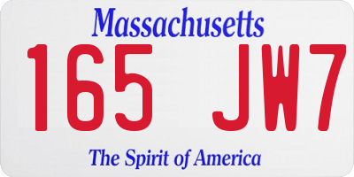 MA license plate 165JW7