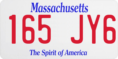 MA license plate 165JY6