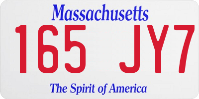MA license plate 165JY7
