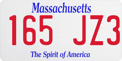 MA license plate 165JZ3