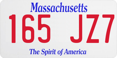MA license plate 165JZ7