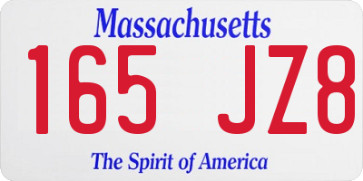 MA license plate 165JZ8